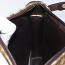 Christian Dior Trotter Canvas Shoulder Bag Brown Gold Auth 123107-19