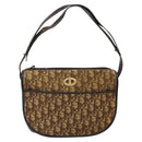 Christian Dior Trotter Canvas Shoulder Bag Brown Gold Auth 123107-13