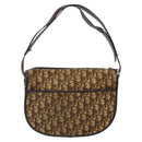 Christian Dior Trotter Canvas Shoulder Bag Brown Gold Auth 123107-2