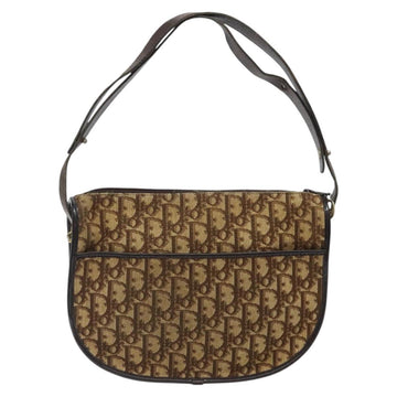 Christian Dior Trotter Canvas Shoulder Bag Brown Gold Auth 123107 - 0
