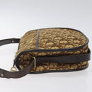 Christian Dior Trotter Canvas Shoulder Bag Brown Gold Auth 123107-4