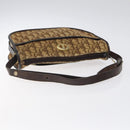 Christian Dior Trotter Canvas Shoulder Bag Brown Gold Auth 123107-7
