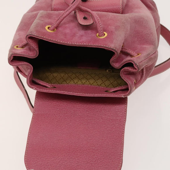 GUCCI Bamboo Backpack Suede Pink Gold 003 1956 0030 Auth 123132