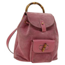 GUCCI Bamboo Backpack Suede Pink Gold 003 1956 0030 Auth 123132-1