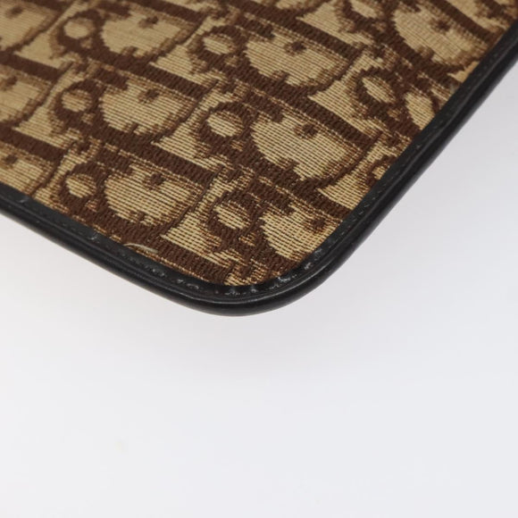 Christian Dior Trotter Canvas Shoulder Bag Brown Gold Auth 123133