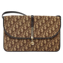 Christian Dior Trotter Canvas Shoulder Bag Brown Gold Auth 123133-13