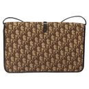 Christian Dior Trotter Canvas Shoulder Bag Brown Gold Auth 123133-2