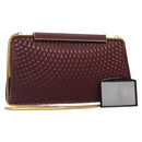 BALLY Quilted Chain Shoulder Bag Leather Bordeaux Gold Auth 123134-1