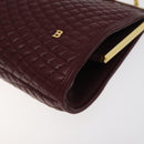 BALLY Quilted Chain Shoulder Bag Leather Bordeaux Gold Auth 123134-8