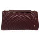 BALLY Quilted Chain Shoulder Bag Leather Bordeaux Gold Auth 123134-13