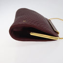 BALLY Quilted Chain Shoulder Bag Leather Bordeaux Gold Auth 123134-3