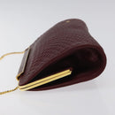 BALLY Quilted Chain Shoulder Bag Leather Bordeaux Gold Auth 123134-4
