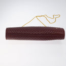 BALLY Quilted Chain Shoulder Bag Leather Bordeaux Gold Auth 123134-5