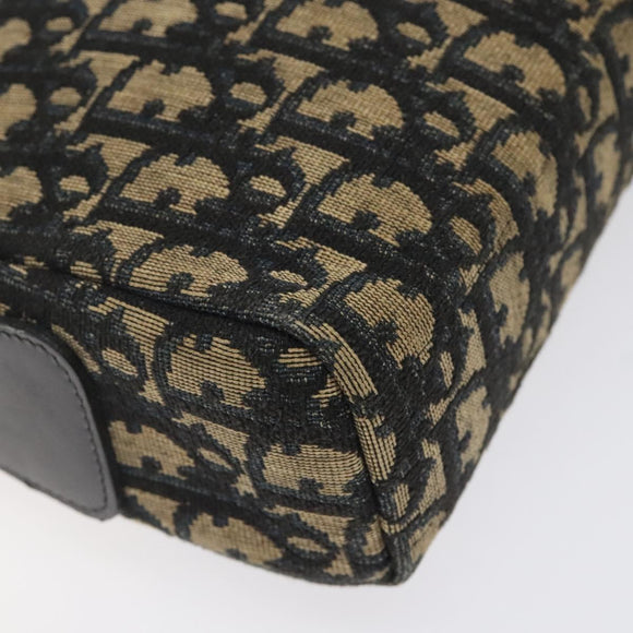 Christian Dior Trotter Canvas Shoulder Bag Navy Gold Auth 123142