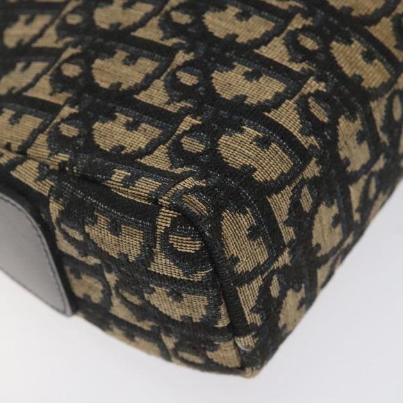 Christian Dior Trotter Canvas Shoulder Bag Navy Gold Auth 123142