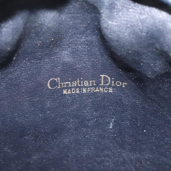 Christian Dior Trotter Canvas Shoulder Bag Navy Gold Auth 123142