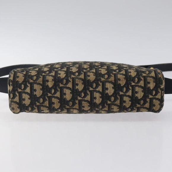 Christian Dior Trotter Canvas Shoulder Bag Navy Gold Auth 123142