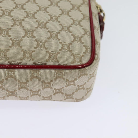 CELINE Macadam Canvas Shoulder Bag Beige Gold Auth 123145