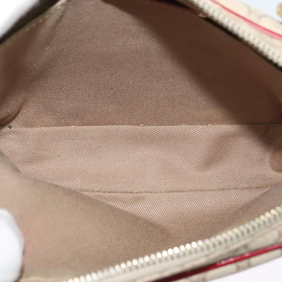 CELINE Macadam Canvas Shoulder Bag Beige Gold Auth 123145