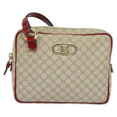 CELINE Macadam Canvas Shoulder Bag Beige Gold Auth 123145-13