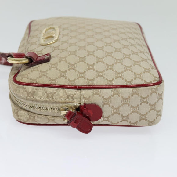 CELINE Macadam Canvas Shoulder Bag Beige Gold Auth 123145