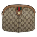 GUCCI GG Supreme Web Sherry Line Shoulder Bag PVC Beige 98 02 047 Auth 123148-13