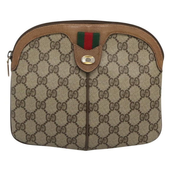 GUCCI GG Supreme Web Sherry Line Shoulder Bag PVC Beige 98 02 047 Auth 123148