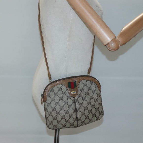 GUCCI GG Supreme Web Sherry Line Shoulder Bag PVC Beige 98 02 047 Auth 123148