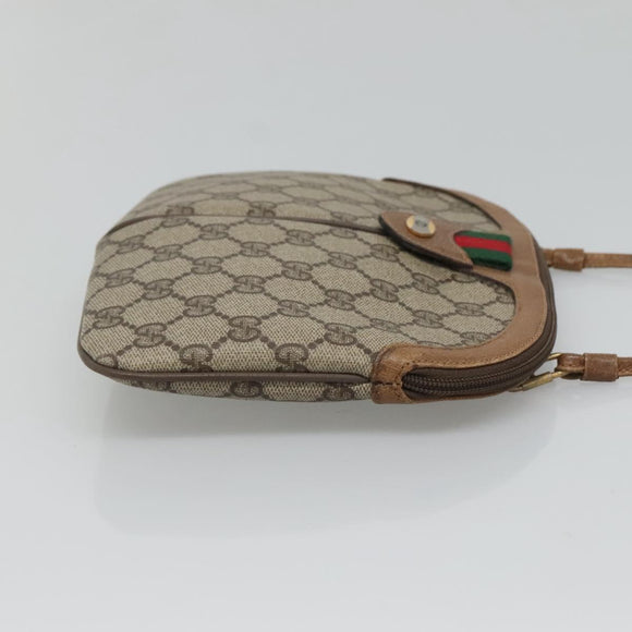 GUCCI GG Supreme Web Sherry Line Shoulder Bag PVC Beige 98 02 047 Auth 123148