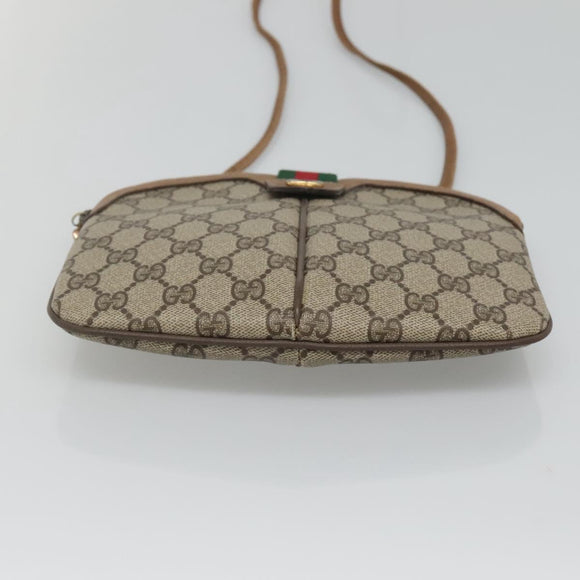 GUCCI GG Supreme Web Sherry Line Shoulder Bag PVC Beige 98 02 047 Auth 123148