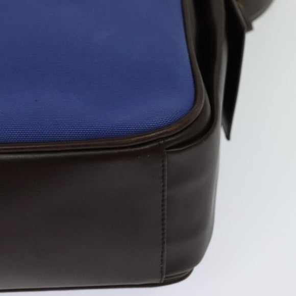 PRADA Shoulder Bag Canvas Blue Silver Auth 123152