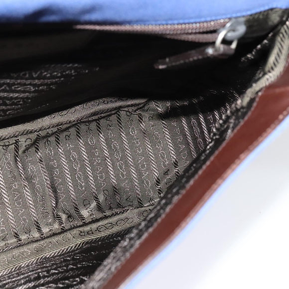PRADA Shoulder Bag Canvas Blue Silver Auth 123152