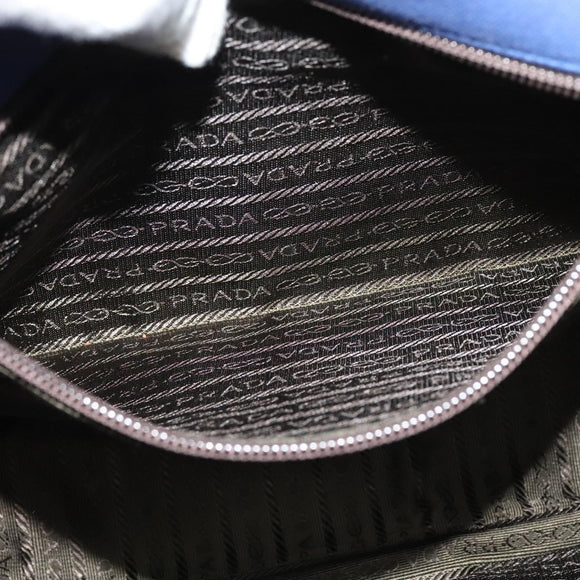 PRADA Shoulder Bag Canvas Blue Silver Auth 123152