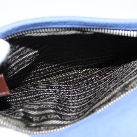 PRADA Shoulder Bag Canvas Blue Silver Auth 123152
