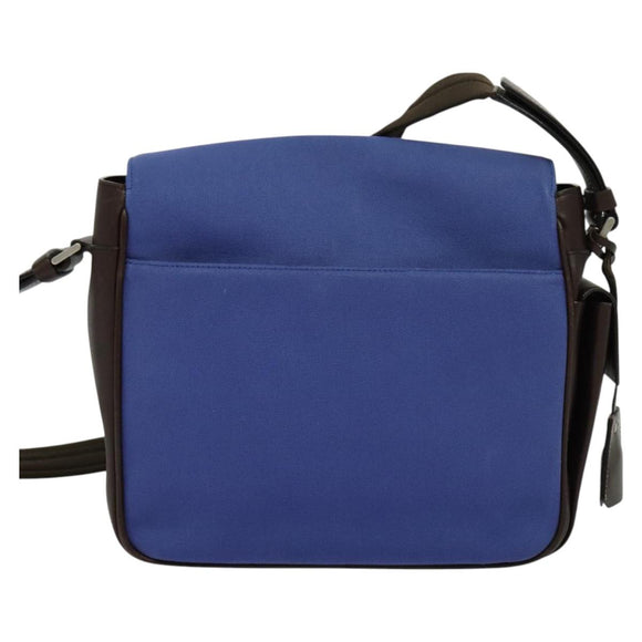 PRADA Shoulder Bag Canvas Blue Silver Auth 123152