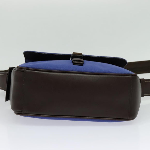 PRADA Shoulder Bag Canvas Blue Silver Auth 123152