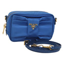 PRADA Shoulder Bag Nylon Turquoise Blue Gold Auth 123153-1