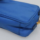 PRADA Shoulder Bag Nylon Turquoise Blue Gold Auth 123153-15