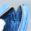 PRADA Shoulder Bag Nylon Turquoise Blue Gold Auth 123153-18