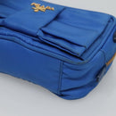 PRADA Shoulder Bag Nylon Turquoise Blue Gold Auth 123153-7