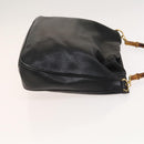 GUCCI Bamboo Shoulder Bag Leather 2way Black Gold 001 1014 1577 0 Auth 123171-3
