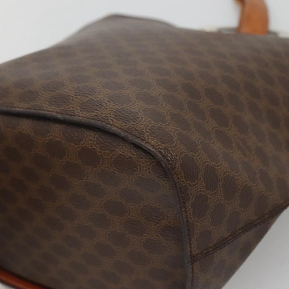 CELINE Macadam Canvas Shoulder Bag PVC Leather Brown Gold Auth 123185