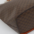 CELINE Macadam Canvas Schoudertas PVC Leer Bruin Goud Auth 123185-14