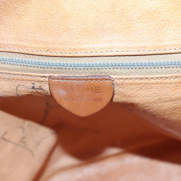 CELINE Macadam Canvas Schoudertas PVC Leer Bruin Goud Auth 123185