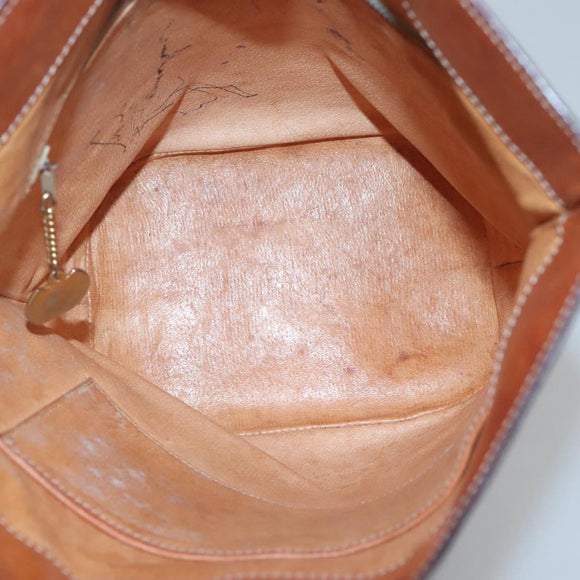 CELINE Macadam Canvas Schoudertas PVC Leer Bruin Goud Auth 123185