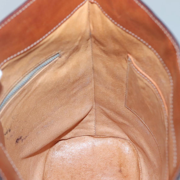 CELINE Macadam Canvas Schoudertas PVC Leer Bruin Goud Auth 123185