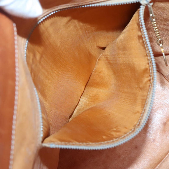 CELINE Macadam Canvas Schoudertas PVC Leer Bruin Goud Auth 123185