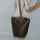 CELINE Macadam Canvas Schoudertas PVC Leer Bruin Goud Auth 123185-20