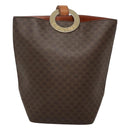 CELINE Macadam Canvas Schoudertas PVC Leer Bruin Goud Auth 123185-13