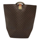 CELINE Macadam Canvas Schoudertas PVC Leer Bruin Goud Auth 123185-2